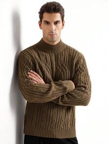 Manfinity CityGents 男士休闲圆领绞花针织长袖毛衣，秋冬季