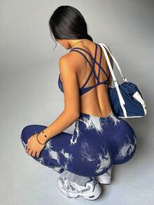 Slayoga Nahtloser, hochelastischer Sport-Yoga-Fitness-BH und Shorts Set