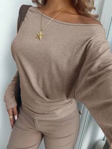 Aloruh Vintage American Style Loose Top Tight Bottom Fitted T-Shirt, Autumn/Winter,Fall,Fall Clothes For Women