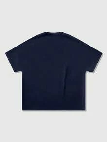 ROMWE MEN Goth Men's Casual Skull Print Short Sleeve T-Shirt, Summer - Blue - View 2