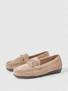 Sleekvia Mocasines planos casuales de mujer con decoración de borlas y lazo en estilo bohemio - Rosa vieja - Ver 10