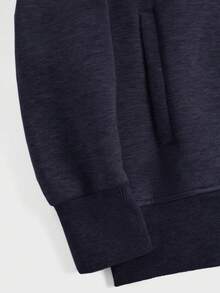 EURMUSE Sudadera con capucha y cremallera sin camiseta para hombres de algodón con cordón ajustable - Azul Marino - Ver 6
