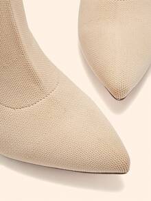 CUCCOO BASICS Women's Pointed Toe Daily Wear High Heel Ankle Boots - Apricot - View 12
