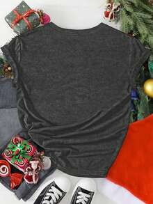 EMERY ROSE Camiseta casual de talla grande con estampado de hombre de jengibre navideño