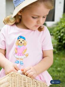 Joliand Joliand 2pcs Baby Girls Cute Animal Pattern Crew Neck Top And Shorts Set, Elegant City Style Casual Outfit Suitable For Daily, Travel, Gathering, Party, Summer ColorfulJoy - Pink - View 4