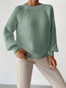 EURMUSE Sudadera Con Mangas Raglán Y Cuello Redondo - verde menta - Ver 4