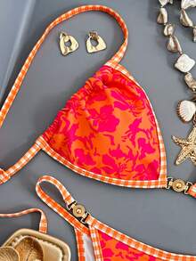 Swim Vcay Damen Sommer Strand Bikini Set mit floralem Aufdruck, zufälliges Muster, sexy