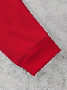 1 套小男孩圣诞节可爱圣诞老人和驯鹿图案圆领长袖运动衫和运动裤套装，圣诞装，秋冬，红色 - 彩色 - 查看 7