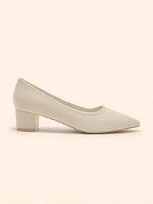 CUCCOO BASICS Women's Fashion Pointed Toe Chunky Heel Ruched Buckle Leopard Print High Heels - Apricot - View 3