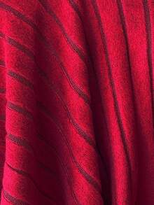 SHEIN Tween Girls Pearl Knit Ribbed Waist Dress With Puff Sleeves, Cute & Elegant Holiday Dress - Burgundy - View 9