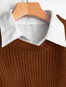 Lyxana Women's Casual & Formal 2 Pieces Set: Cropped Top And Knit Skirt, Suitable For Work And Commute, Autumn/Winter - Redwood - View 3
