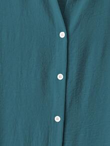 Linhara Camisa larga de unicolor informal de talla grande - Agua verde azul - Ver 3