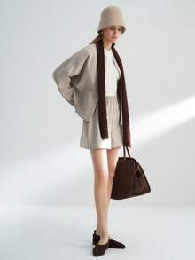 Airaco Women's Casual Solid Color Zip-Up Jacket And Loose Shorts 2 Pieces Set