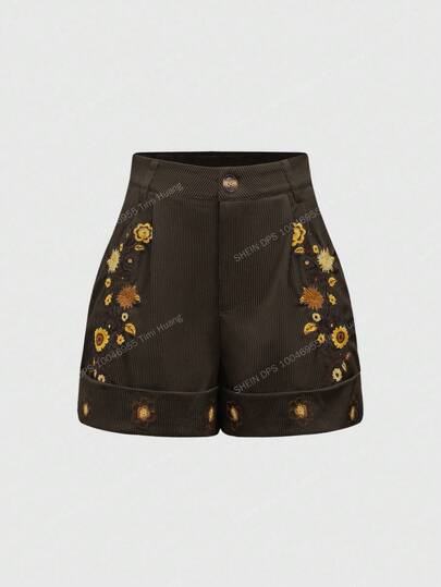 Hippie Bohemian Style Floral Print Loose Ruffle Hem Women Shorts