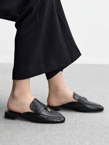 CUCCOO BIZCHIC 女士方头舒适休闲日常百搭黑色平底乐福鞋、穆勒鞋 - 黑色 - 查看 7
