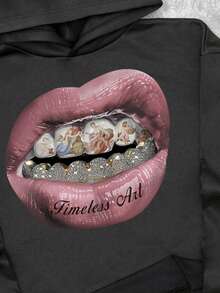 Manfinity ZONE917 标准尺码黑色宽松落肩连帽长袖上衣 - 黑色 - 查看 2