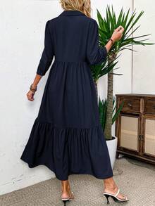 EMERY ROSE Đầm Maxi Tay Ngắn Thường Ngày Màu Trơn Cho Nữ - Màu xanh hải quân - Xem 2