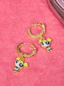 THE POWERPUFF GIRLS X SHEIN Women Stud Earrings - Gold - View 2