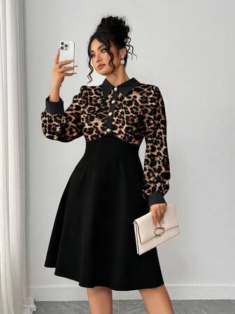 Elenzga Plus Size Women's Fashion Versatile French Retro Luxurious Elegant Elegant Commute Casual Daily Evening Party Vacation Striped Button Long Sleeve Dress (Kooky Elegance Collection - Woe Is Me Vibes - Wednesday Aesthetic)