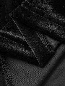 DAZY 女士V领撞色二合一优雅中长连衣裙嘉年华闪亮连衣裙 - 黑色 - 查看 7