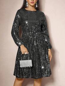 Zelara Plus Size Women Sequin Embellished Round Neck Long Sleeve Knee-Length Party Dress Winter Dress Women Winter Clothes Autumn Dress Autumn Outfits For Women New Year Dress Thanksgiving Outfit For Women Party Dress Elegant Dresses For Party Party Outfit Wedding Party Dress Elegant Dress Women  Shiny Dress  Sequin Dress Sparkly Dress Black Dress Sequin Dress Sparkly Dress Sequin Top Luxury Evening Dresses For Women Elegant Dress Party Dress Party Outfit Christmas Party Dress
