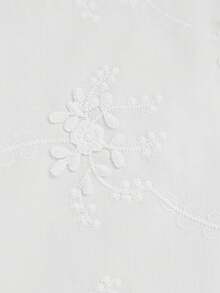 Reflora Women's White Semi-Sheer V Neck Blouse With Wrist-Length Flare Sleeves And Floral Pattern - White - View 8