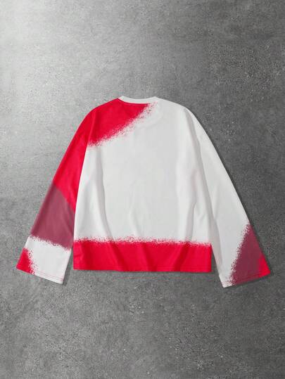 Men's Pentagram Print Loose Fit Crew Neck Long Sleeve T-Shirt