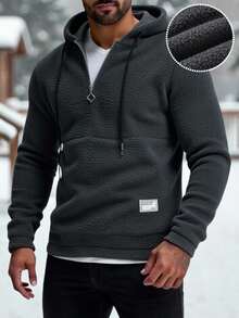 HIMLAND Men's Casual Knitted Sherpa Lined Slim Fit Hoodie, Suitable For Everyday Wear Men Sweater Hoodie Mens Hoodies Casual Mens Hoodies Pullovers Hoodie Zipper Mens Hoodie Men Hoodies Pullovers Hoody For Men