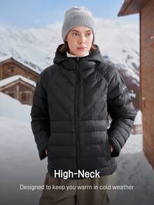 In My Nature Women's Solid Color Hooded Outdoor Jacket, Winter - Black - View 5