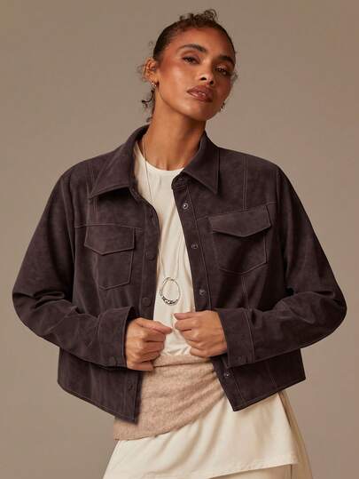 Athîral Chaqueta casual de estilo callejero con botones para mujer