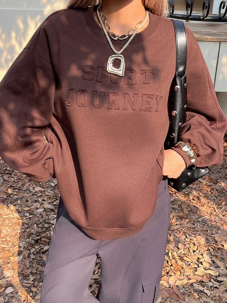 Women's Casual Letter Embroidered Sweatshirt, Autumn/Winter