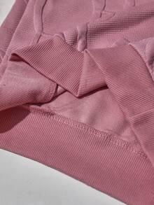 SHEIN Explorewe مجموعة بلوزة وبنطلون رياضي مطبوع عليها حرف للفتيات الصغيرات، موسم الخريف/الشتاء، 2 قطعة - وردي - مشاهدة 8