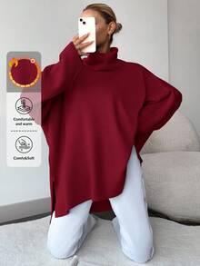 Jersey De Cuello Alto Y Manga Larga Para Mujer - Rojo violeta - Ver 1