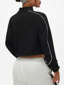 Dewbera Kontrastfarbiger Saum Kurze Lässig Sportjacke