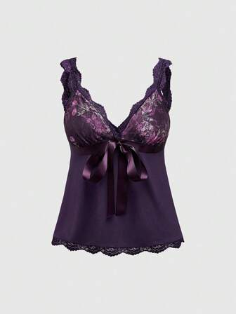 Fairycore Canotta da donna con motivo in pizzo a rose