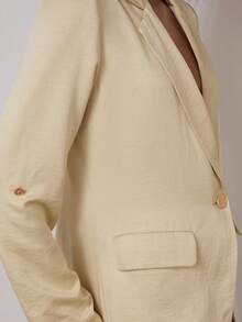 COSMINA 2026 Women's Fashionable Solid Color Casual Single-Button Lapel Neck Lightweight Jacket, Women Blazers,Spring/Summer/Autumn/Winter - Khaki - View 7