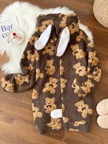 Comfortcana Women's Regular Jacket, Autumn/Winter Faux Fur Rabbit Ear - Brown - View 4