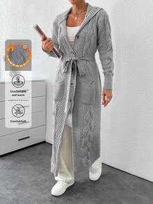 EURMUSE Cardigan With Detail And Long Special Button Detail+ 480 - Light Grey - View 1