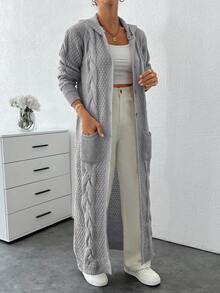 EURMUSE Cardigan With Detail And Long Special Button Detail+ 480 - Light Grey - View 3