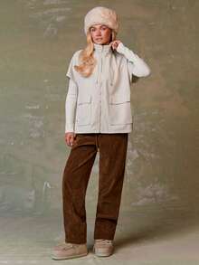 Athîral 女式休闲实用口袋拉链抽绳夹克 - 米色 - 查看 3