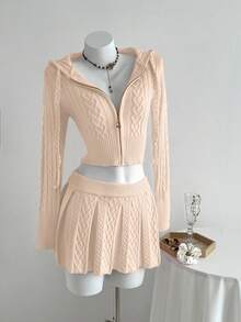 SHEIN Unity Bộ 2 áo len dệt kim bó sát đa năng thường ngày - Màu Khaki - Xem 3