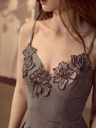 MOTF PREMIUM 女士优雅镂空刺绣吊带裙