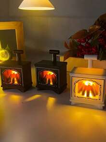 1 pieza/ Set de 3 piezas - Luces miniatura luminosas de chimenea LED, Efecto de llama de chimenea falsa pequeña LED, Lámpara de chimenea miniatura brillante creativa para el hogar, Perfecta para noches acogedoras, decoraciones navideñas, Halloween, Navidad, Acción de Gracias y regalos de Año Nuevo