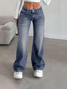 EURMUSE LOW RISE STRAIGHT CYT WOMEN BLUE JEAN - Dusty Blue - View 4