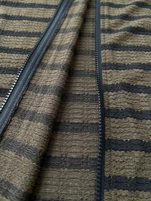 Whyspr 大码朋克风格条纹印花长袖连帽运动衫 - 軍綠色 - 查看 6