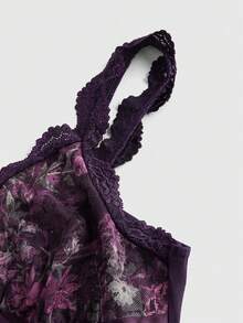 ROMWE Fairycore Spring/Summer Valentine's Day Women Rose Lace Pattern Camisole - Purple - View 3