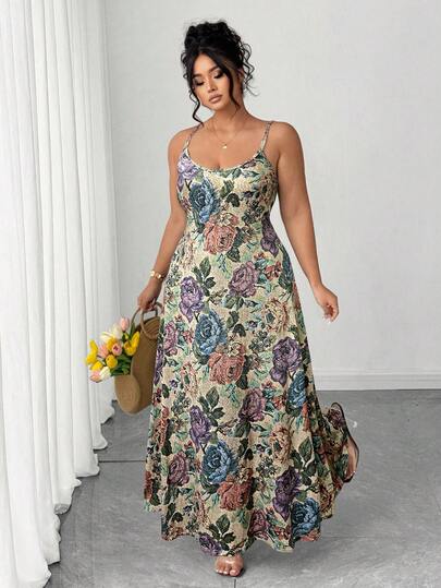 Elenzga Vestido de punto largo con estampado, elegante, versátil y casual para mujer de talla grande