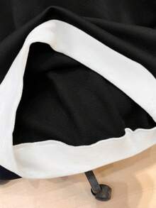 SHEIN 青少年男童休闲拼接撞色卫衣，灰色和藏蓝色，英文印花，保暖内衬，百搭日常穿着，秋冬款