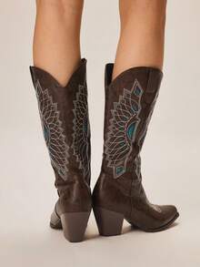 Styleloop 女式编织绳厚底坡跟凉鞋，度假风格波西米亚风复古美式西部音乐节派对厚底鞋 - 咖啡棕 - 查看 3