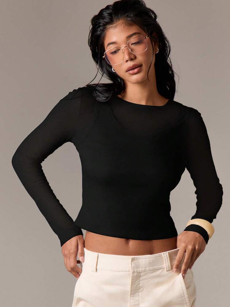 Long Sleeve Layered Crop Top
